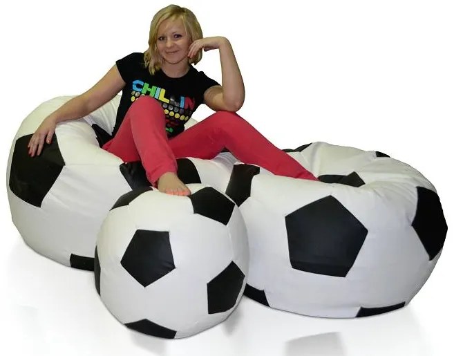 Set fotolii puf Futbal XXXL + XXL + L (alb + negru). 1054534