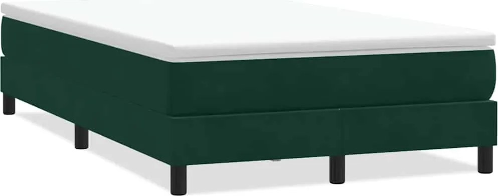 vidaXL Pat cu arcuri fără saltea verde închis 120x210 cm catifea