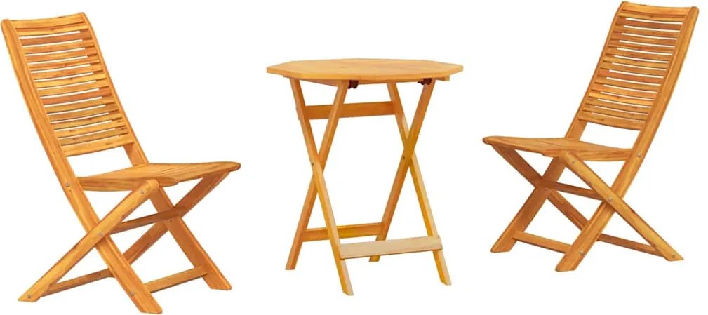 vidaXL Set Bistro Pliabil 3 pcs Maro Lemn Solid de Acacia