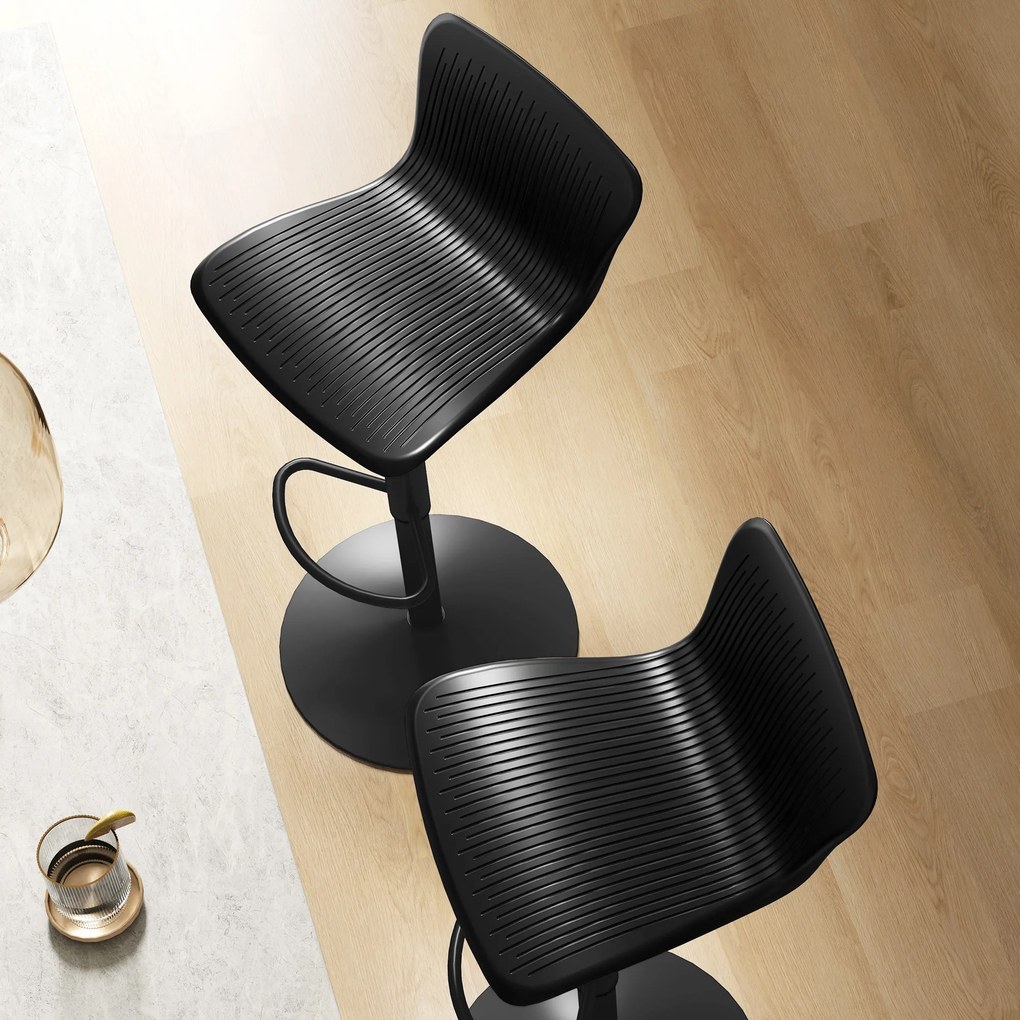 HOMCOM Set 2 Scaune de Bar cu Spătar Ergonomic, 38,5x40x76,5-97,5 cm, Alb | Aosom Romania