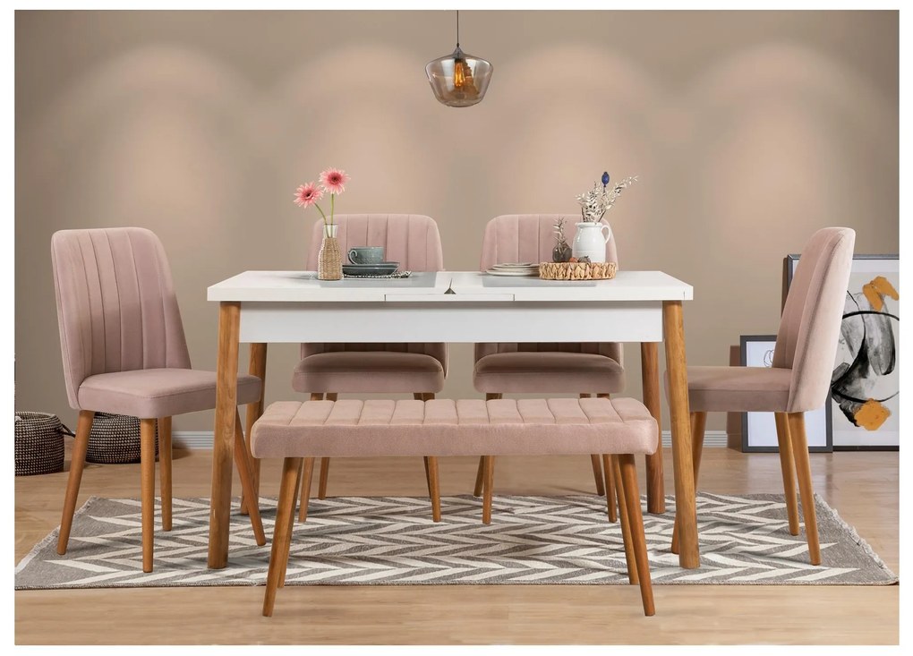 Set masă scaune Senteago (pentru persoane) (Pin atlantic + alb + gri). 1106428