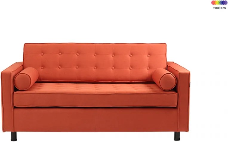 Canapea extensibila portocalie din poliester si lemn pentru 2 persoane Topic Custom Form