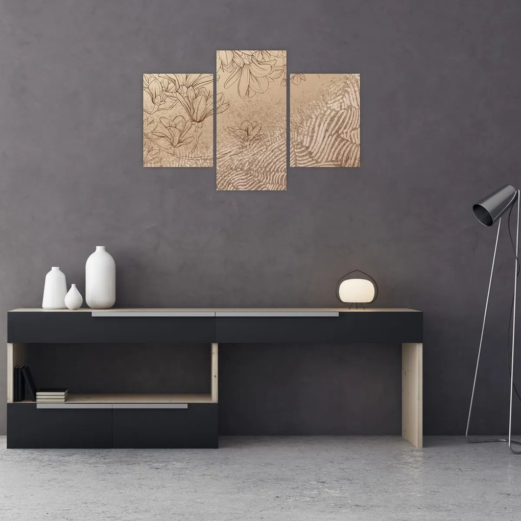 Tablou - Flori desenate (90x60 cm)