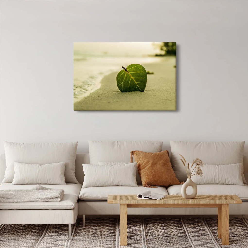 Tablou cu frunză în nisip (90x60 cm)