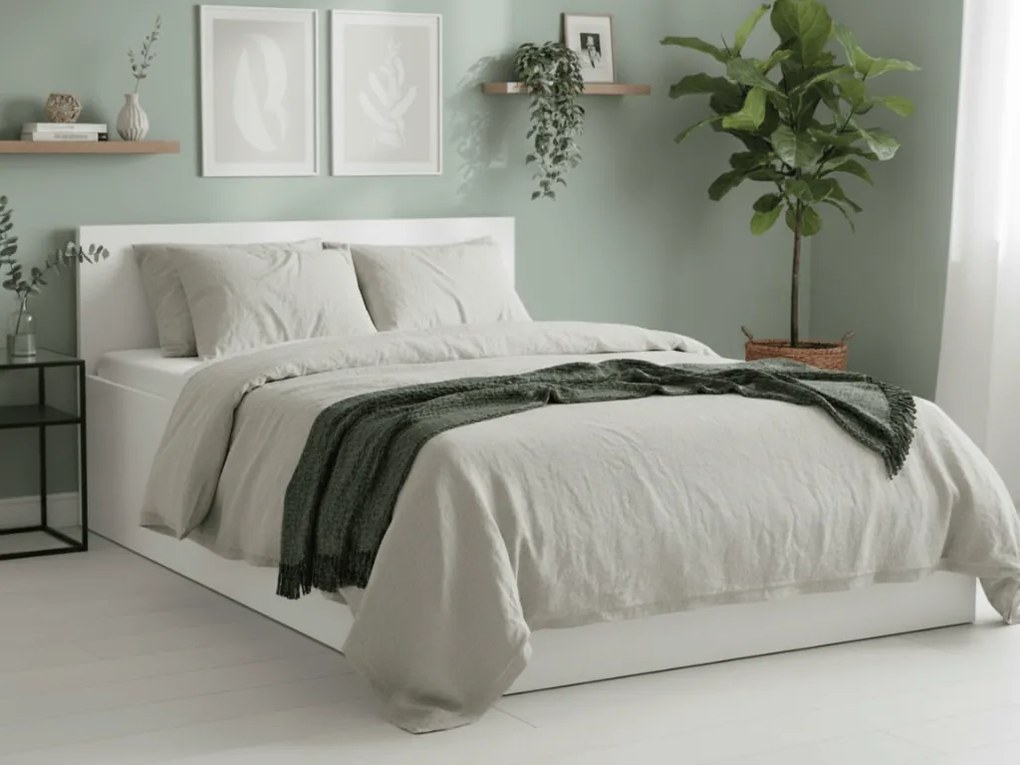 Pat dublu Culoare alb, SOFIA 180 x 200 cm Saltele: Cu saltele Deluxe 10 cm, Somiera pat: Cu lamele curbate