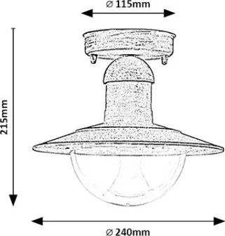 Brilagi - Plafonieră de exterior MOLDE 1xE27/60W IP44 albă/patină