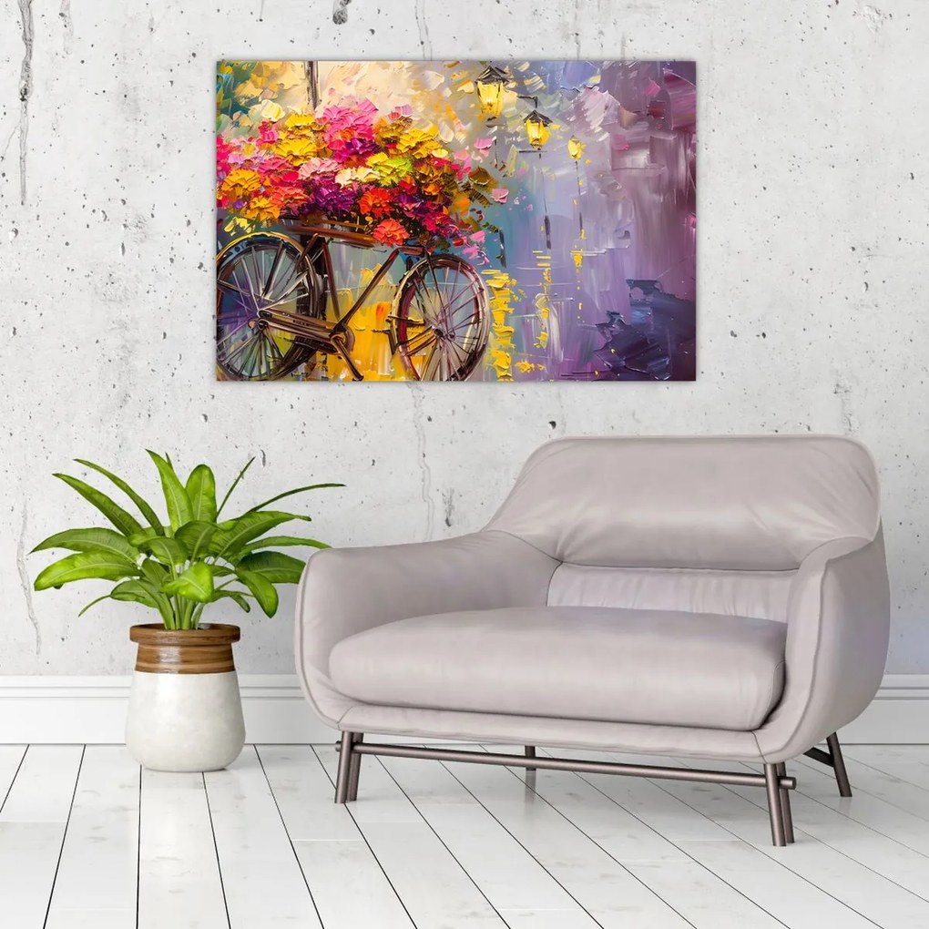 Tablou - Roată cu flori (90x60 cm)