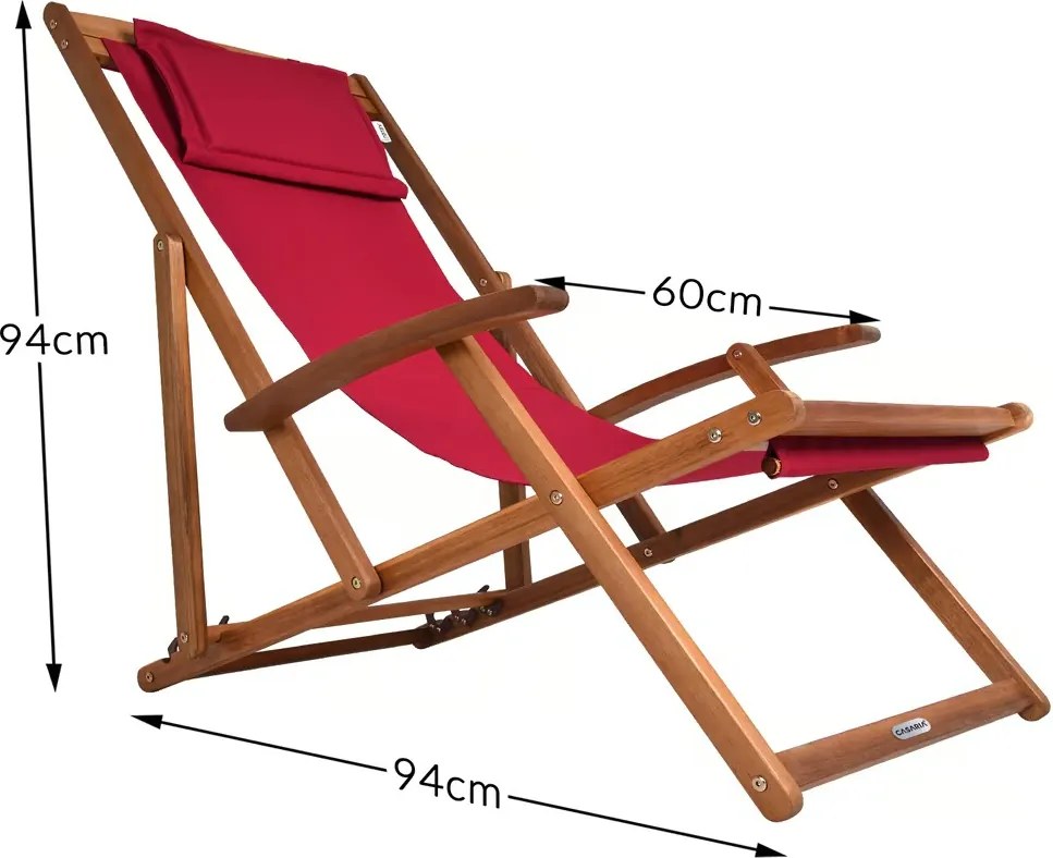 Șezlong de grădină SIENA, 94x60x94cm, roșu Casaria