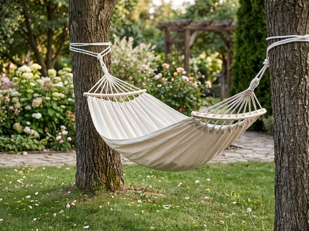 Hamac ZENVIO COMFORT 200x80 cm, alb + geanta gratuita