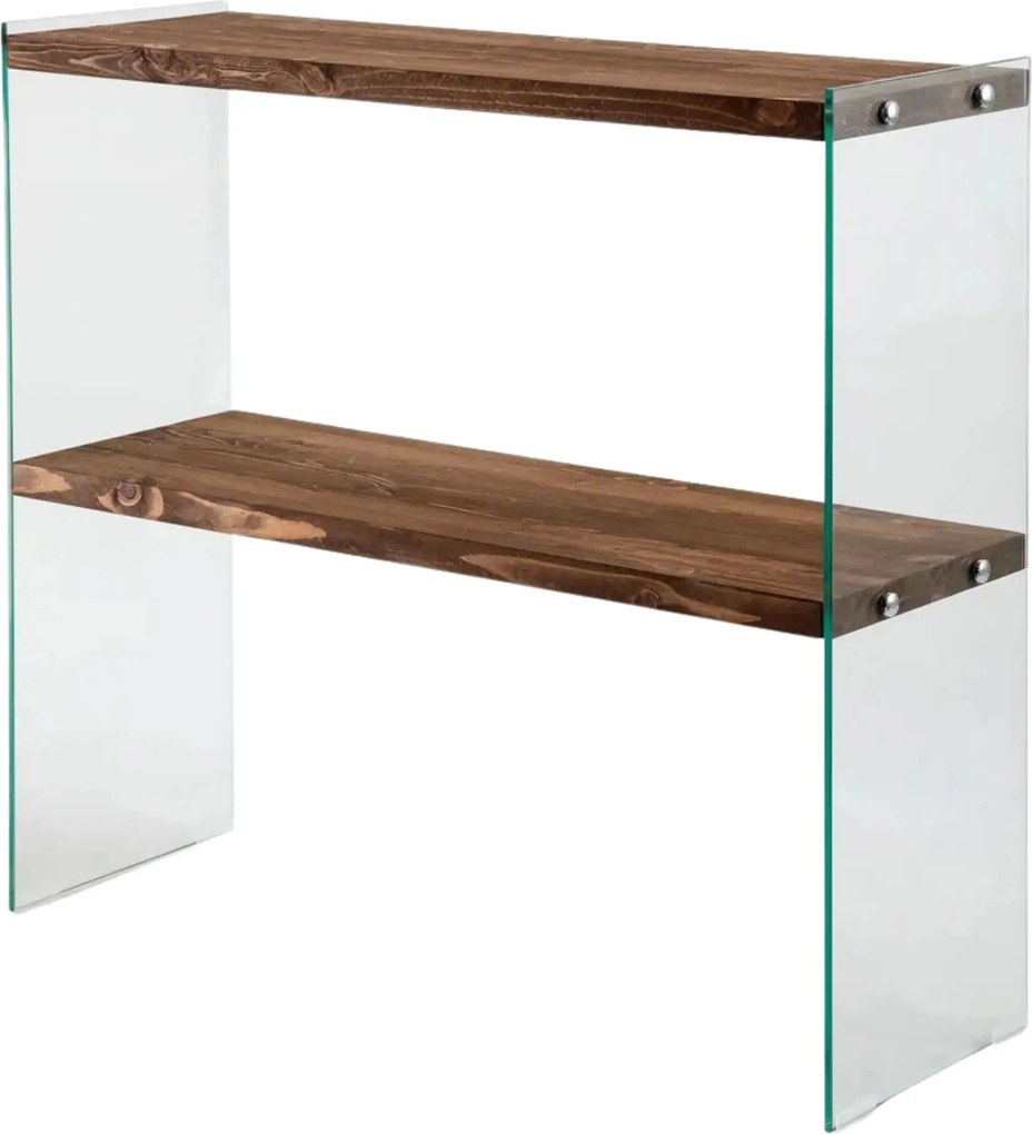 Comoda VENEDIK, nuc, sticla/lemn, 90x30x80 cm