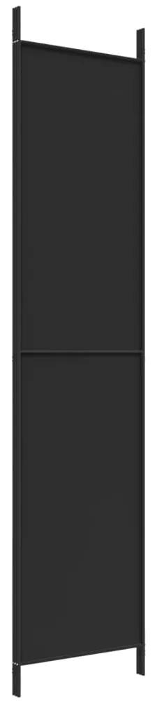 Paravan de camera cu 3 panouri, negru, 150x220 cm, textil Negru, 150 x 220 cm, 1