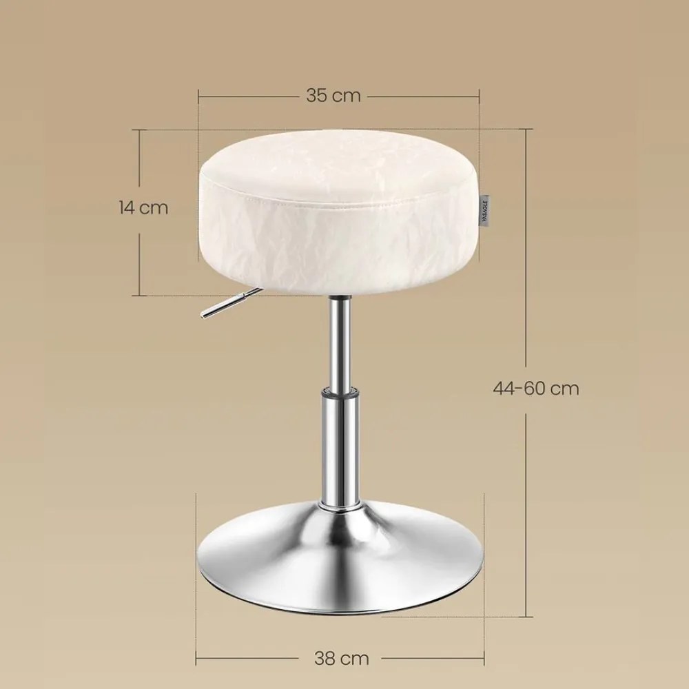 Scaun reglabil pe înălțime AURA pentru măsuța de toaletă, Ø35cm, crem Vasagle