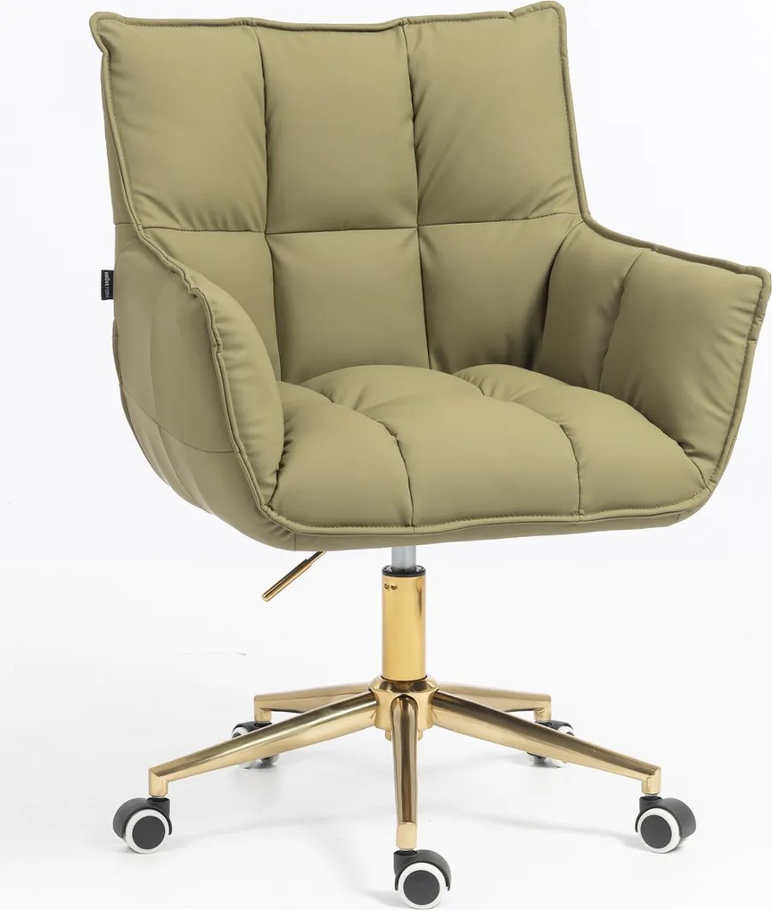 HR560K Scaun Khaki Piele Ecologica Premium Soft cu Bază Aurie