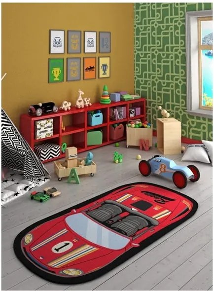 Covor pentru camera copilului Speed Racer Red, 100 x 200 cm