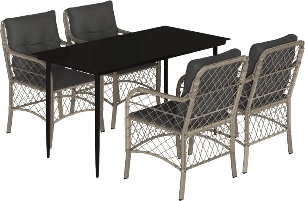 vidaXL Set mobilier de grădină cu perne, 5 piese gri deschis poliratan