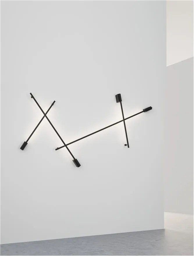 Aplica de perete LED design liniar GROPIUS negru, L-120cm, H-7cm