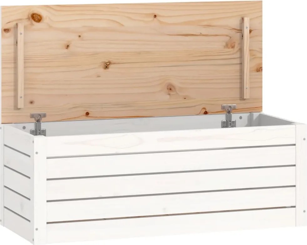 vidaXL Cutie de depozitare, alb, 89x36,5x33 cm, lemn masiv de pin
