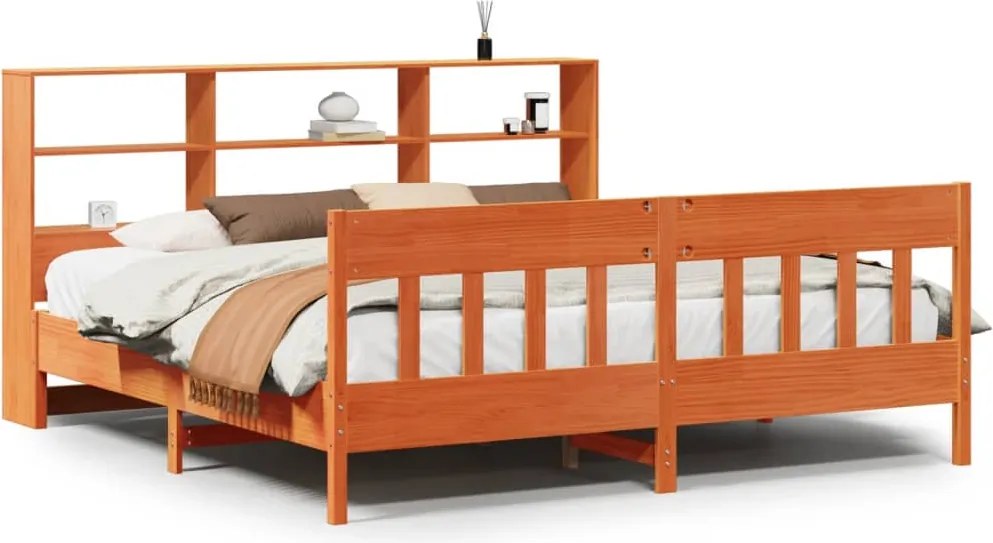vidaXL Cadru de pat fără saltea, maro ceruit 180x200 cm lemn masiv pin