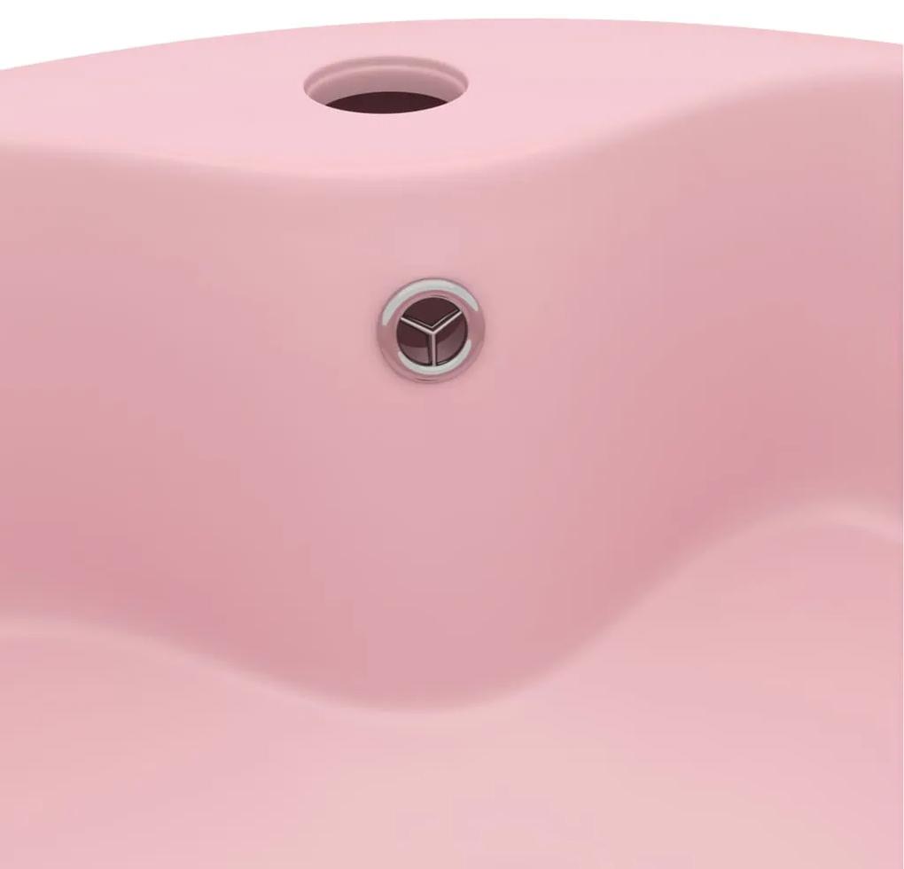 Chiuveta de lux cu preaplin, roz mat, 36 x 13 cm, ceramica matte pink