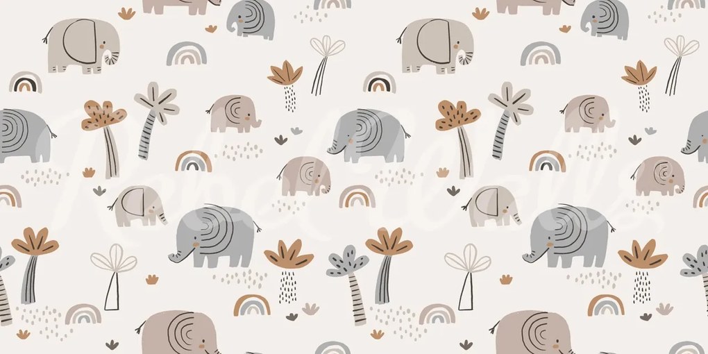 Tapet Elephant Savanna, Beige, Rebel Walls