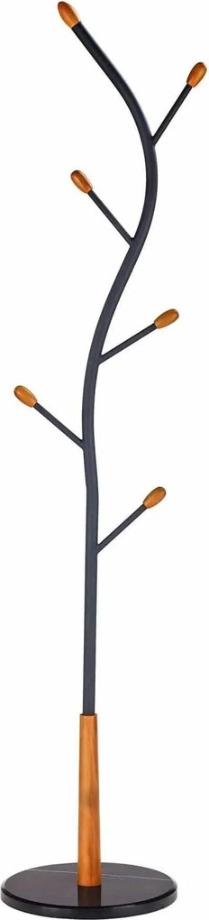 Cuier pom W45, negru, otel/lemn, 38x186 cm