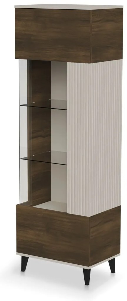 Vitrina Random 2 W-1 casmir/nuc/negru H182 cm