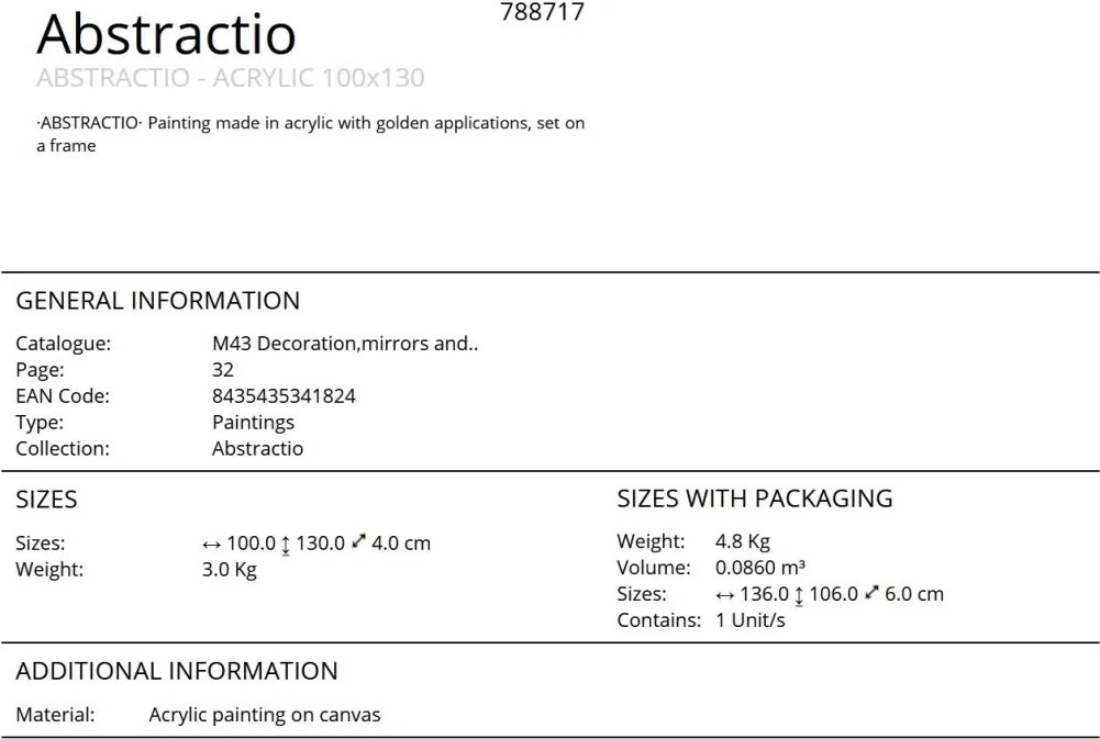 Tablou de perete decorativ Abstractio 100x130cm