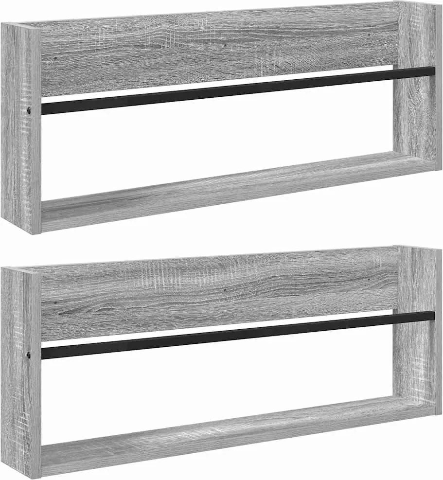 vidaXL Raft pentru reviste cu raft 2 pcs Gri Sonoma 80 x 12 x 30 cm