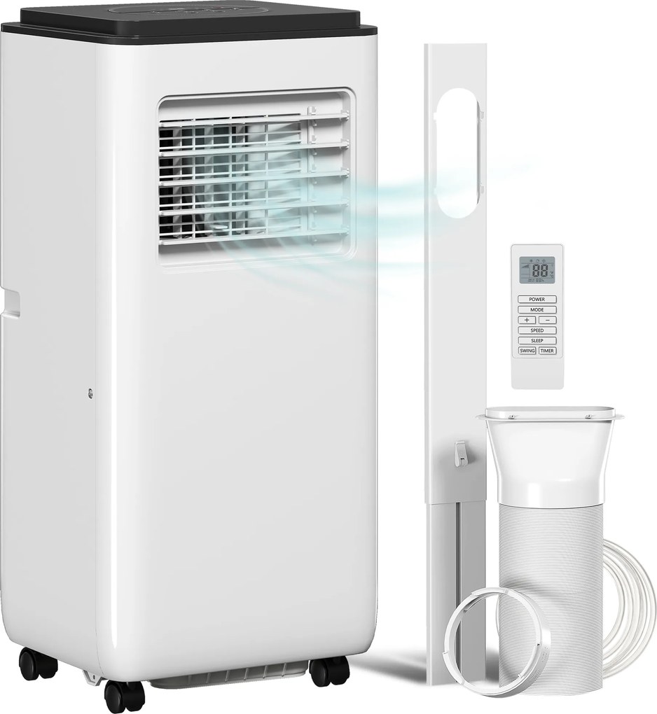 HOMCOM Aparat de aer condiționat mobil 9000BTU 2,6kW 5 în 1 răcire, dezumidificator, ventilator, auto, mod noapte, 2 viteze | Aosom Romania