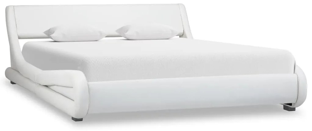 285710 vidaXL Cadru de pat, alb, 120 x 200 cm, piele ecologică