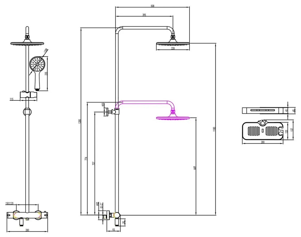 Sistem dus Lemark, cu termostat, crom - LM7010C-EU