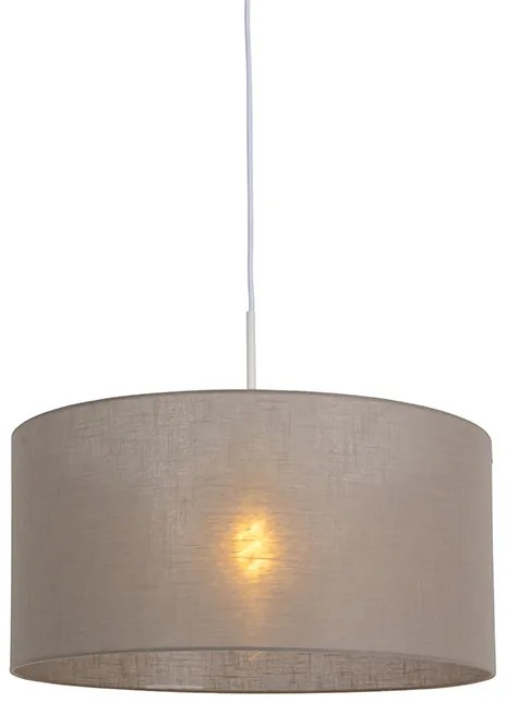Lampă suspendată rustică albă cu abajur taupe 50 cm - Combi 1