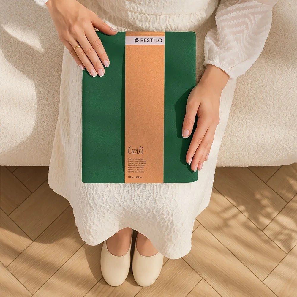 Draperie verde-închis dimout (semi-opacă) 140x250 cm Carli – Restilo