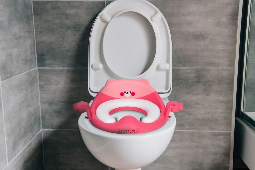 Scaun de toaletă cu urechi și pernă moale roz