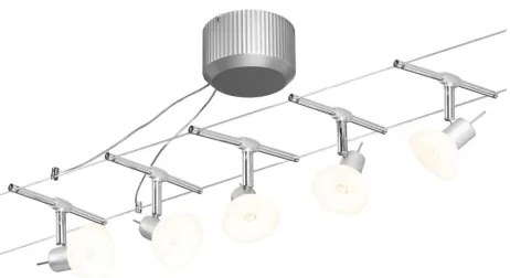 Paulmann 94136 - Set 5xGU5,3/10W, sistem complet de iluminat pe cablu SHEELA, 230V, crom