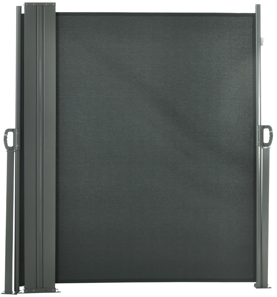 Outsunny Dublu Paravan lateral retractabil Brise-Vue paravent dim. 6L x 1,60H m Poliester Anti-UV Gri | Aosom Romania