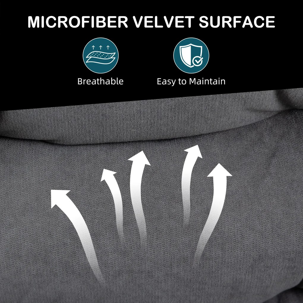 HOMCOM Fotoliu de Podea Relaxant Rotativ 360° cu Spătar Reglabil în 5 Poziții, 62x70x95 cm, Gri | Aosom Romania