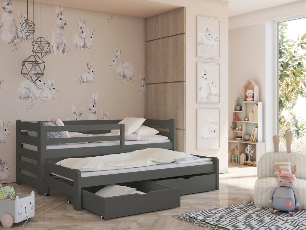 Pat pentru copii 90 cm Simo (grafit) (cu somieră). 615022