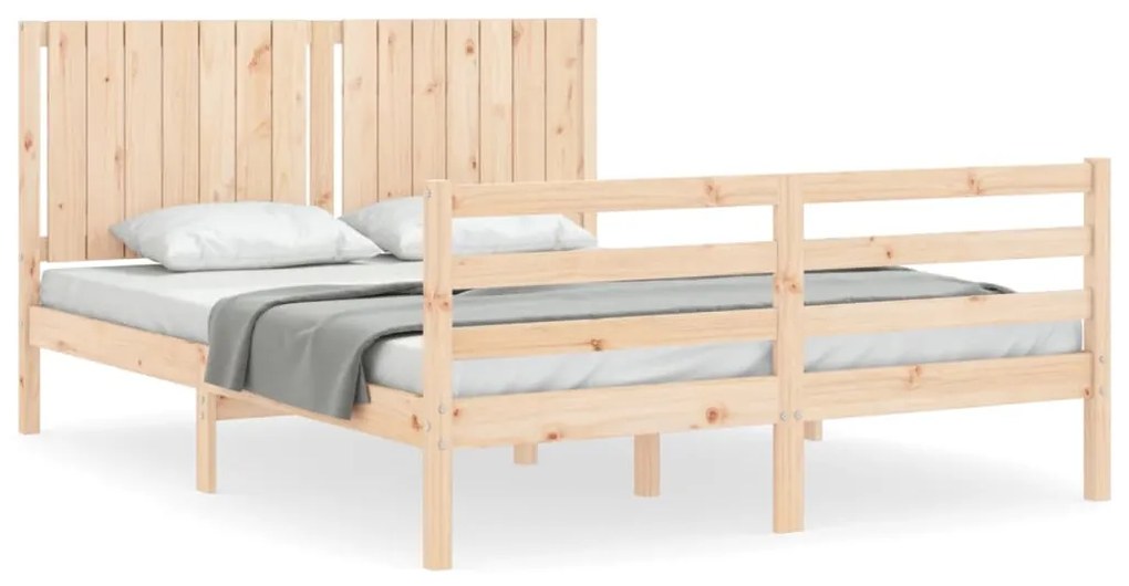 3194771 vidaXL Cadru de pat cu tăblie, king size, lemn masiv