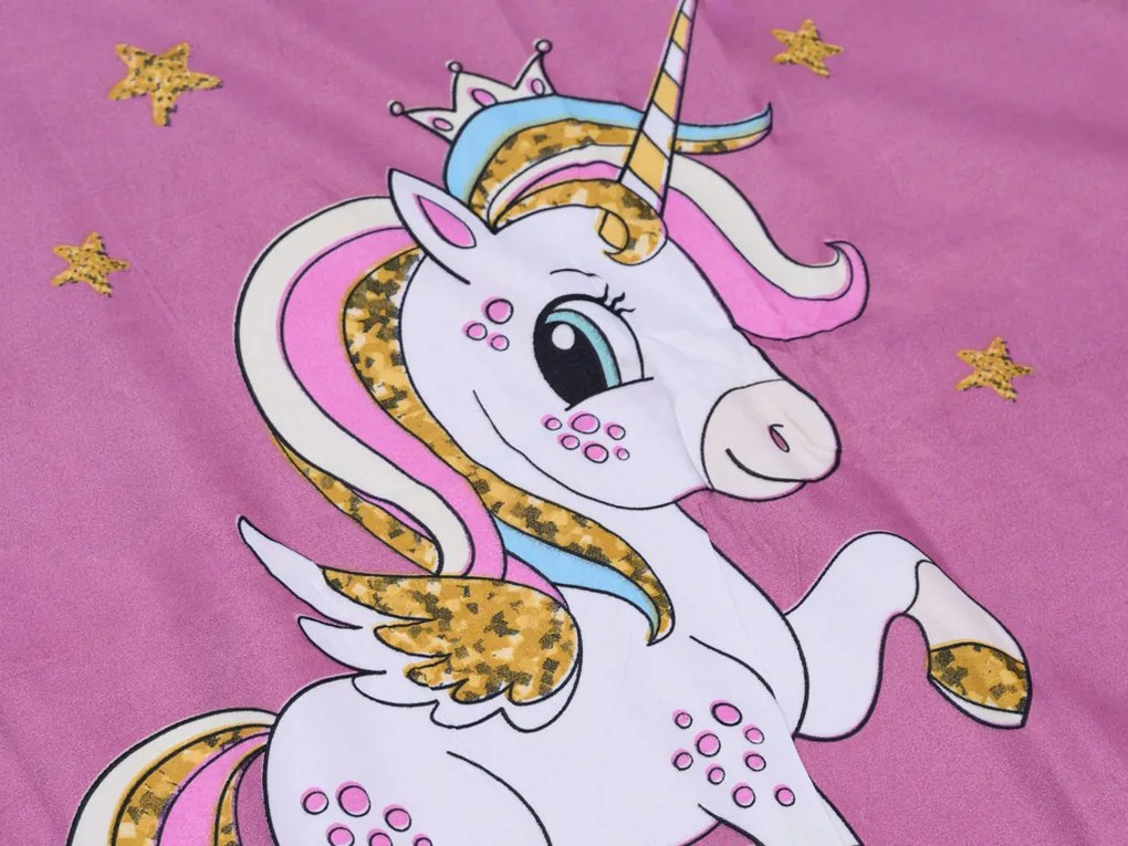 Lenjerie de pat pentru copii din microfibra violet, UNICORN Dimensiune lenjerie de pat: 70 x 80 cm | 140 x 200 cm