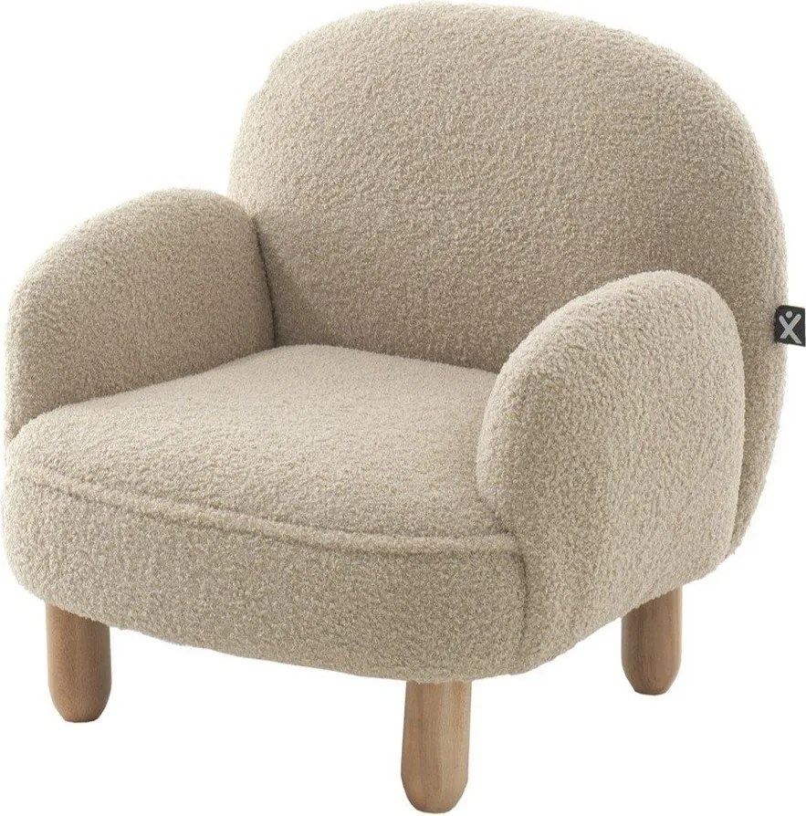 Fotoliu de copii bej cu tapițerie din țesătură bouclé Rocky – Vipack