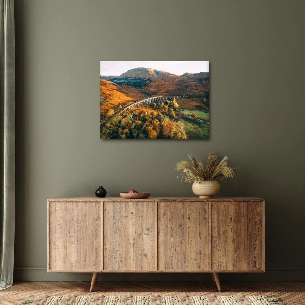 Tablou cu pod în valea din Scoția (70x50 cm)