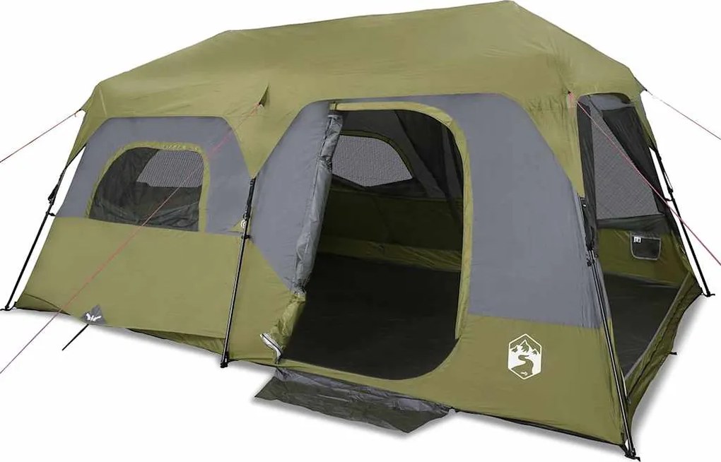 vidaXL Cort de familie 9 persoane, verde, setare rapidă, impermeabil