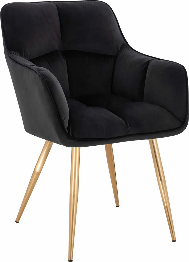 HR550 Scaun Neagră Catifea cu Bază Aurie
