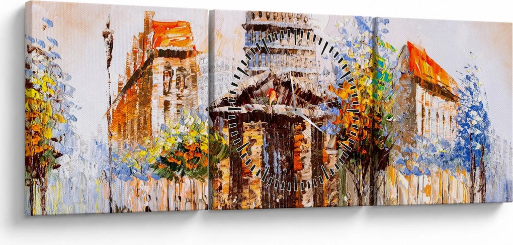 Tablou - Monument de oraș pictat (cu ceas) (90x30 cm)