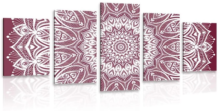 Tablou 5-piese Mandala armonie pe un fundal roz