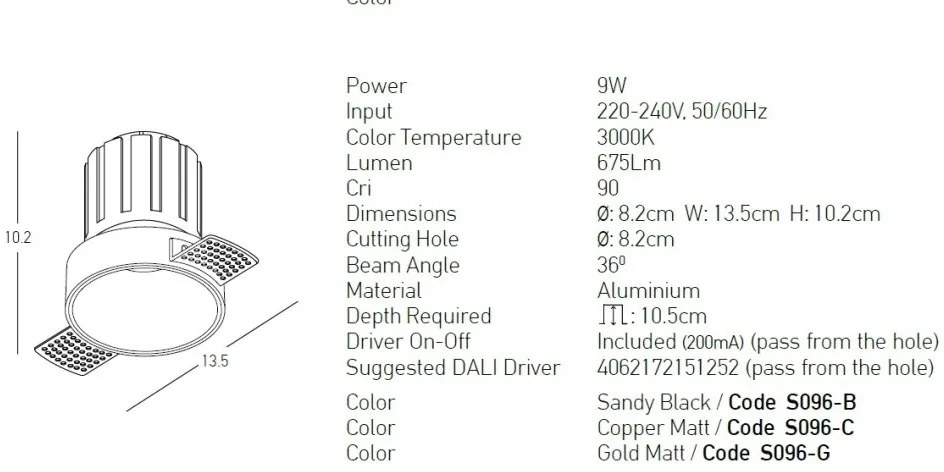 Spot LED incastrabil Trimless cupru 9W 3000K