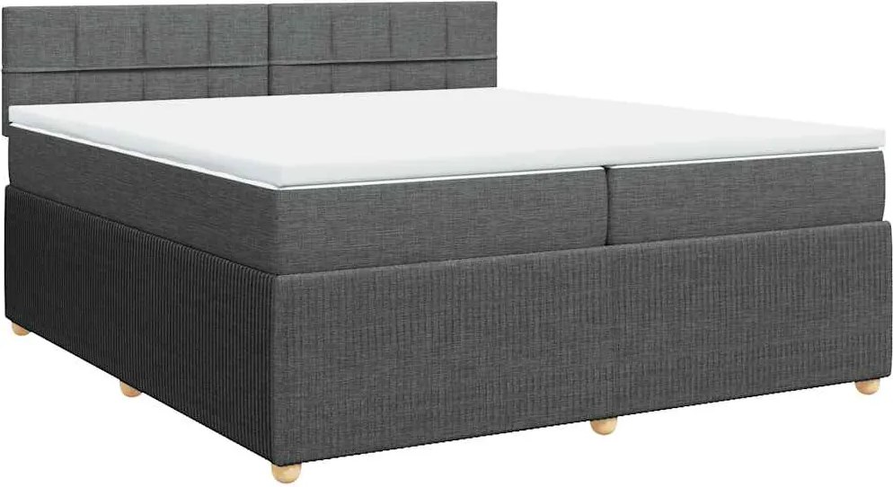vidaXL Pat box spring cu saltea, gri închis, 200x200 cm, textil