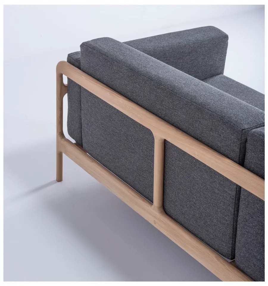 Canapea cu structură din lemn de stejar Gazzda Fawn Plus, 240 cm, gri închis
