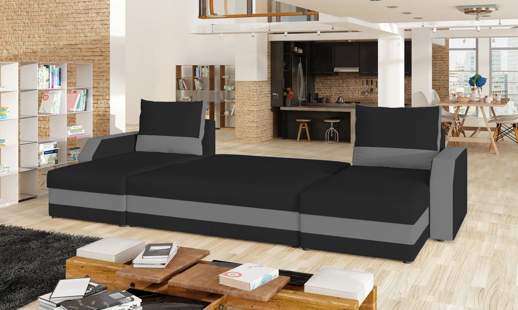 Zondo Colțar în formă de U Miris (negru + gri) (D). 1025431